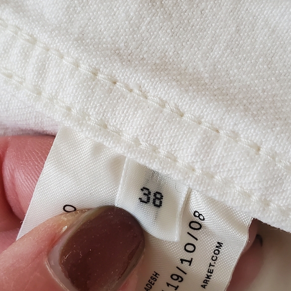 Arket Cotton Denim Chore Coat Jacket, White/Cream, M - Picture 12 of 13